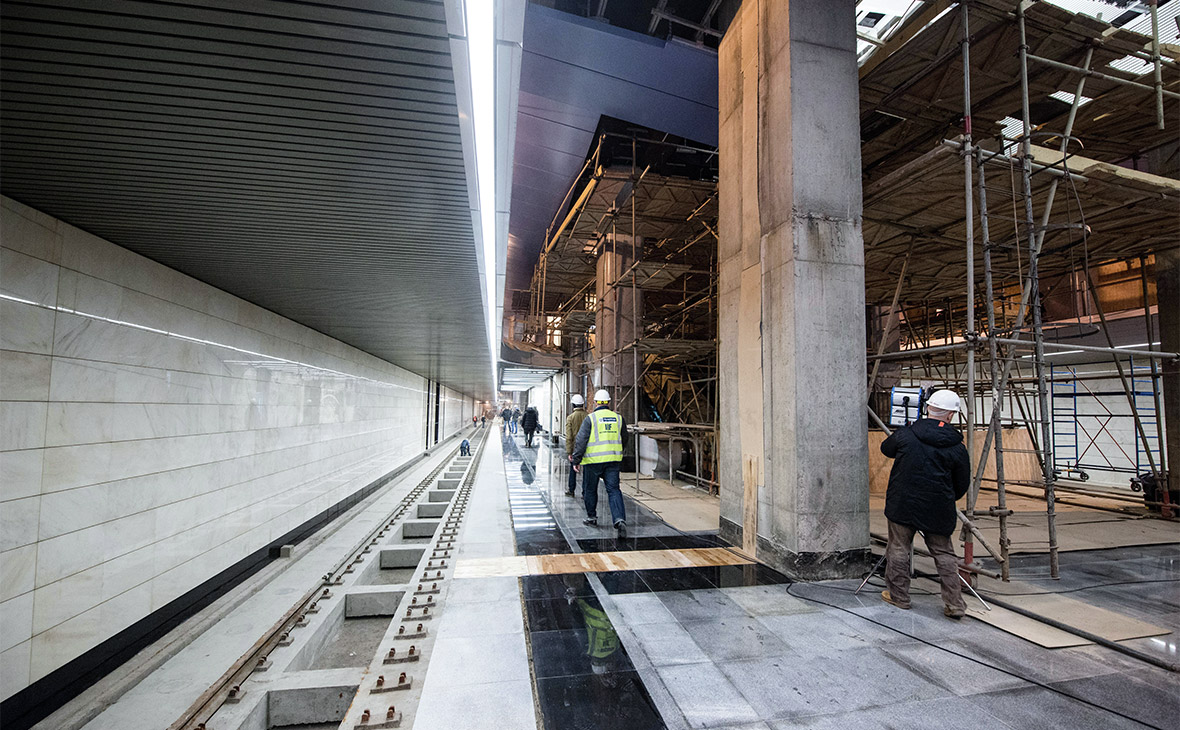 Строящаяся станция &laquo;Деловой центр&raquo; Третьего пересадочного контура (ТПК) московского метро
