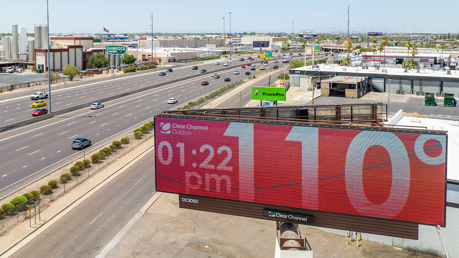 <p><br />
PHOENIX, ARIZONA - JULY 16: In an aerial view, a billboard displays the temperature that was forecast to reach 115 degrees Fahrenheit on July 16, 2023 in Phoenix, Arizona. A persistent heat dome over Texas that has expanded to California, Nevada and Arizona is subjecting millions of Americans to excessive heat warnings, according to the National Weather Service. (Photo by&nbsp;</p>
