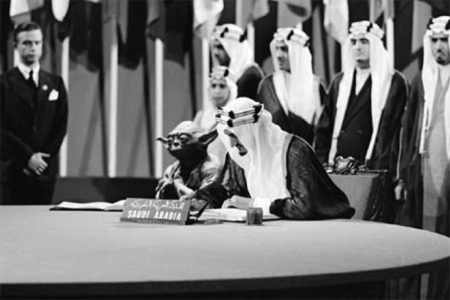 В сентябре 2017 года в одном из учебных пособий в Саудовской Аравии была опубликована фотография, на которой был изображен министр иностранных дел страны Фейсал, ставший затем королем,&nbsp;в момент подписания в 1945 году Устава о создании Организации Объединенных Наций. Проблема заключалась в том, что в учебник попал не оригинальный снимок &mdash; рядом с будущим монархом там был изображен Магистр Йода. Отвечавший за составление учебных программ чиновник был отправлен в отставку.&nbsp;


