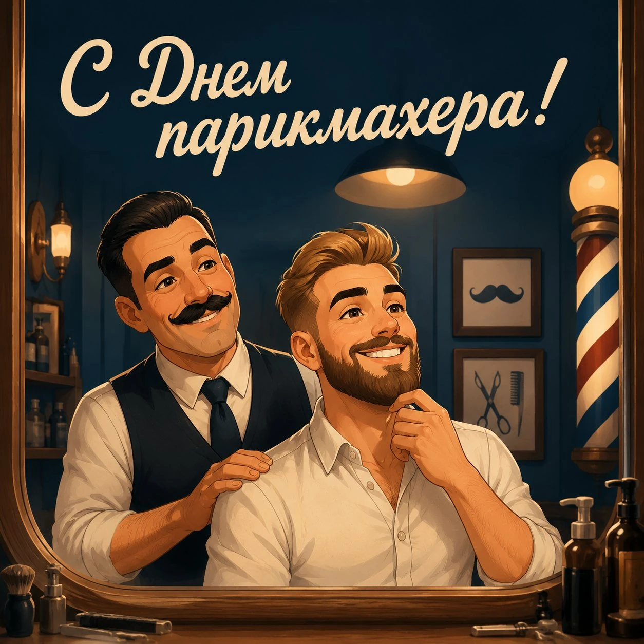 Красивая открытка ко Дню парикмахера мужчине