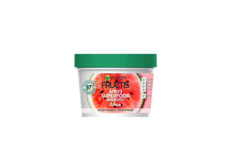 Маска для объема волос, &laquo;Арбуз&raquo;, Fructis Superfood, Garnier