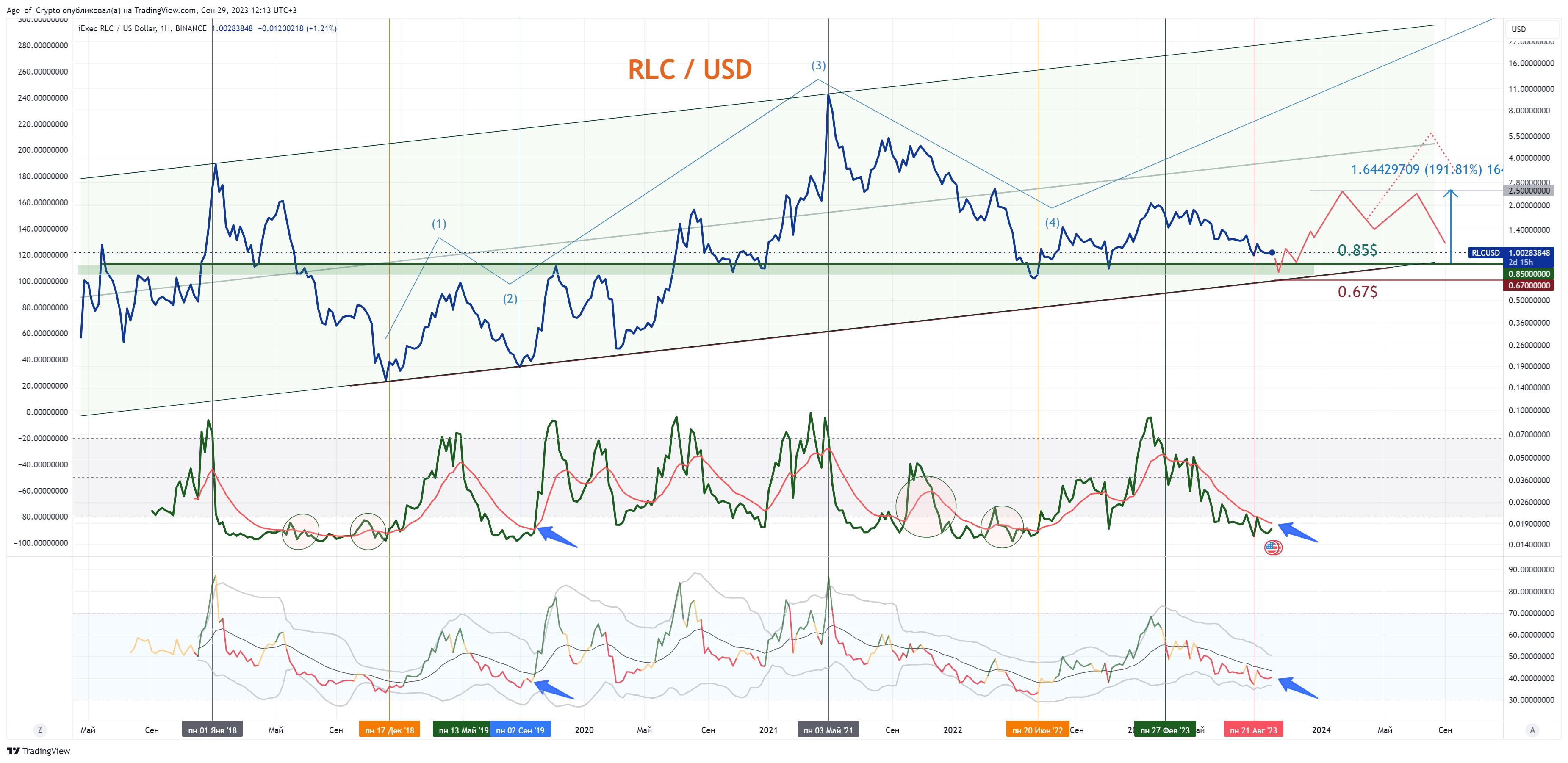 Часовой график RLC/USD на бирже Binance. Источник: TradingView