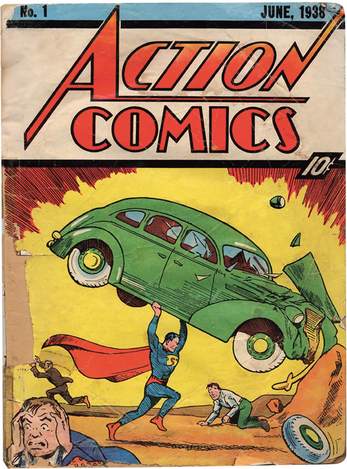 Action Comics № 1. 1938. Обложка. В этом номере впервые появляется Супермен