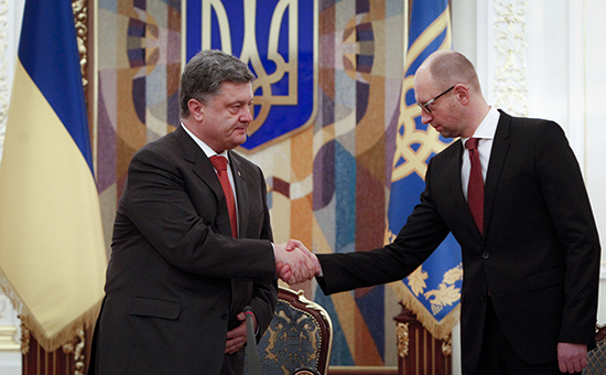 Премьер-министр Украины Арсений Яценюк и президент Украины Петр Порошенко