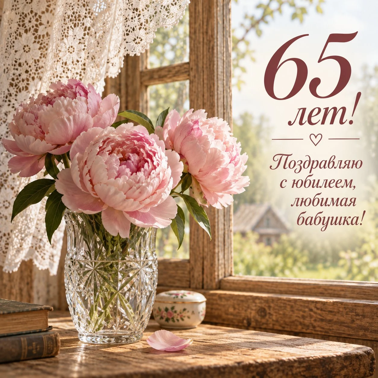 Открытка бабушке с 65-летием