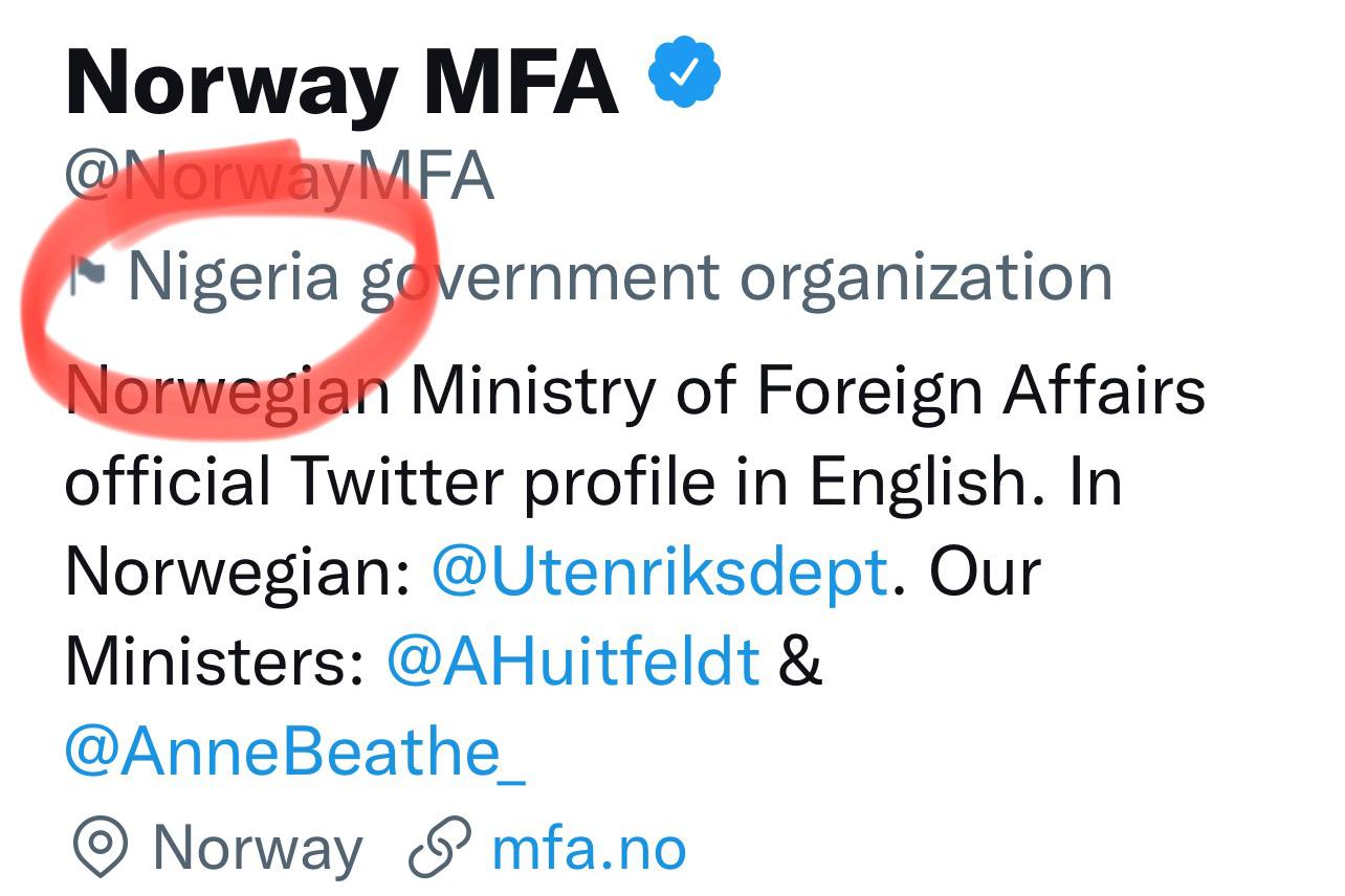 МИД Норвегии попросил Twitter не называть его «организацией Нигерии»