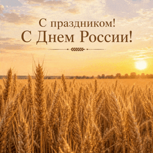 Видеооткрытка ко Дню России с полем пшеницы