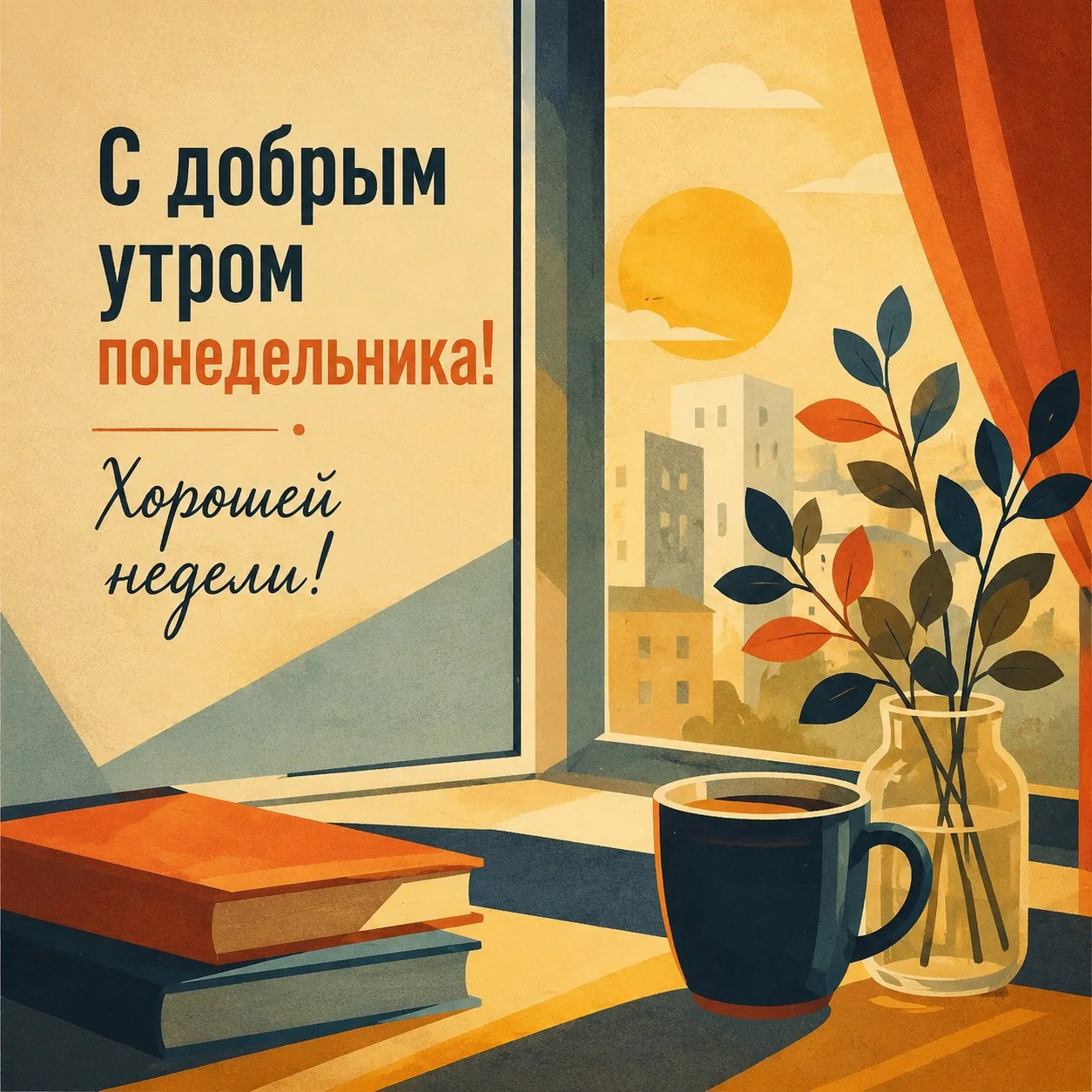 Красивая открытка с добрым утром понедельника