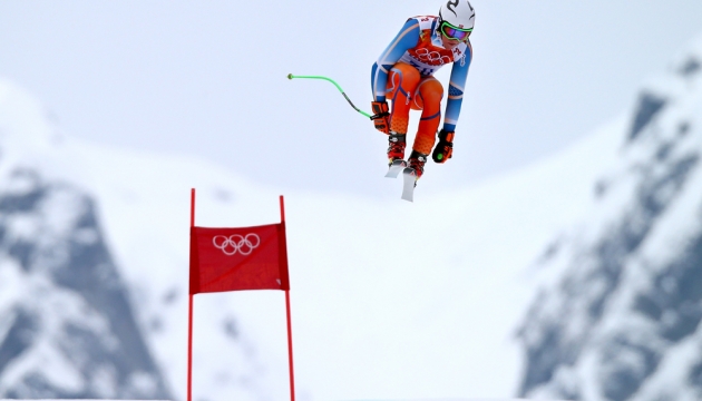Норвежский горнолыжник  Aleksander Aamodt Kilde на тренировке 
