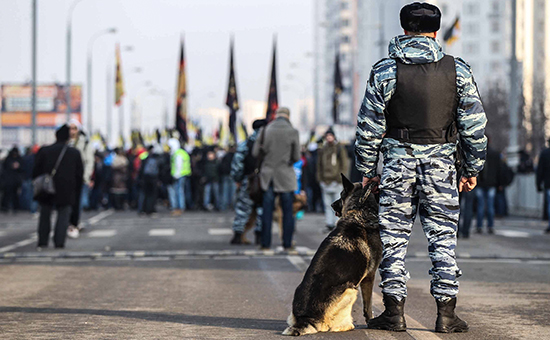 Националистический «Русский марш» в московском районе Люблино