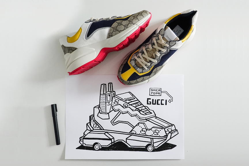 Кроссовки, созданные в приложении&nbsp;Gucci Sneaker Garage
