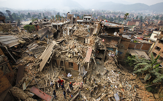 Вид на город Бхактапур в Непале после землетрясения. Архивное фото