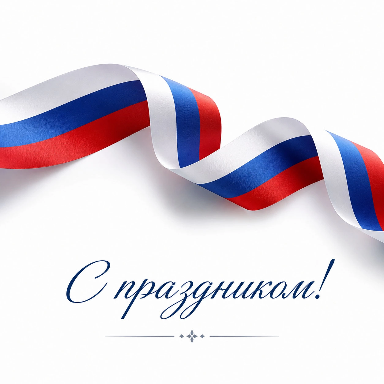 Лента триколора и надпись «С праздником!»