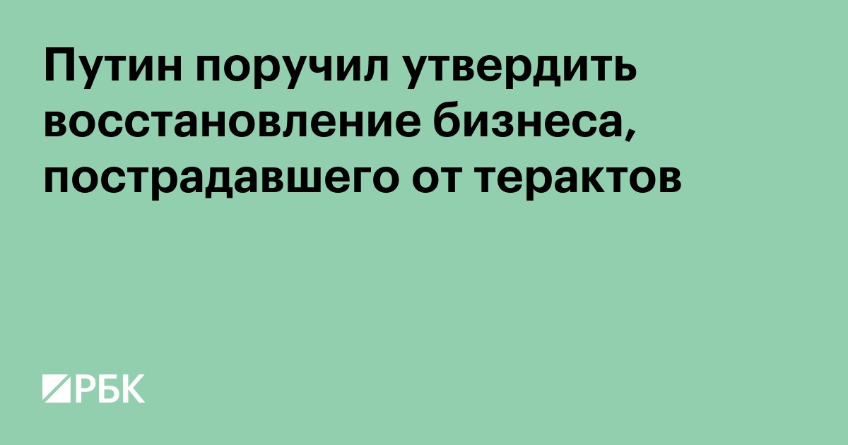 Путин поручил утвердить программу восстановления бизнеса, пострадавшего от терактов