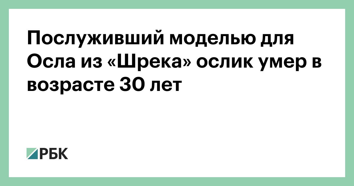 Послуживший моделью для Осла из «Шрека» ослик умер в возрасте 30 лет — РБК