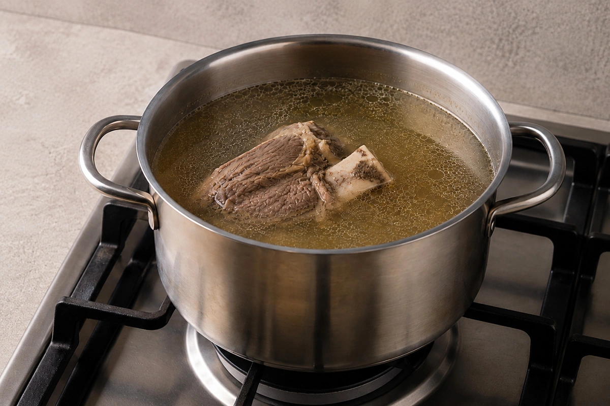 Сварите говядину для мясного бульона