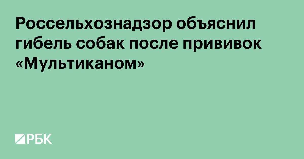 Россельхознадзор объяснил гибель собак после прививок «Мультиканом»