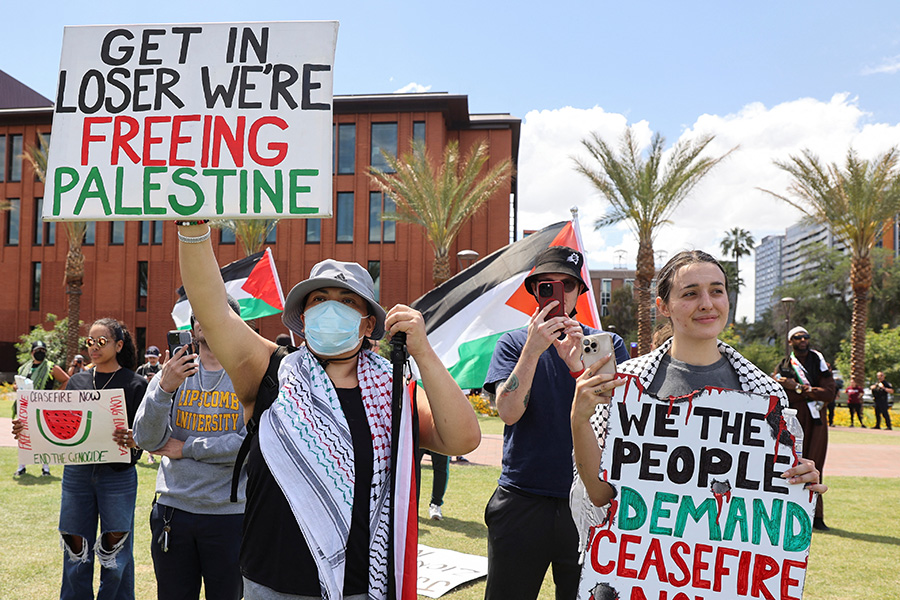 Акция протеста в поддержку Палестины в Университете штата Аризона в Темпе, 26 апреля 2024 года