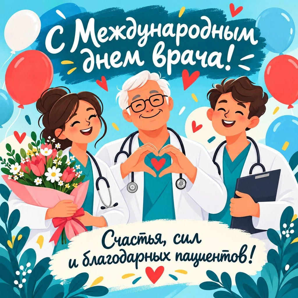 Праздничная открытка к Международному дню врача