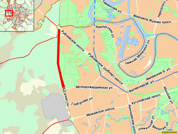 МКАД: от Молодогвардейской улицы до Рублевского шоссе 