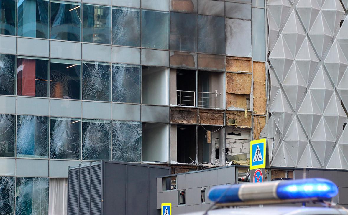 Последствия атаки БПЛА в деловом комплексе &laquo;Москва-Сити&raquo;.