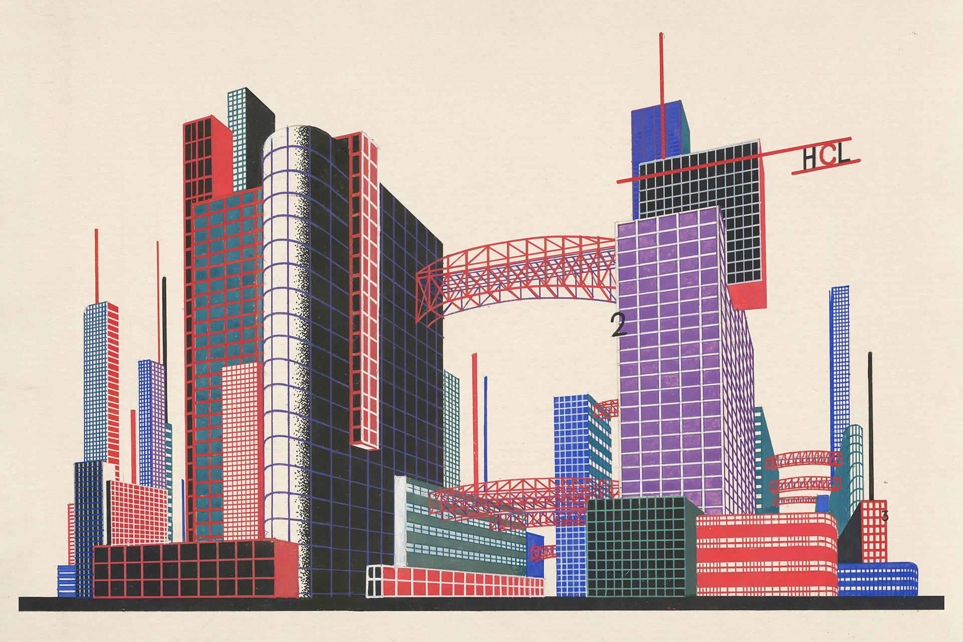 Яков Чернихов, «Архитектурная фантазия № 14» из цикла «Архитектурные фантазии 1929–1932»