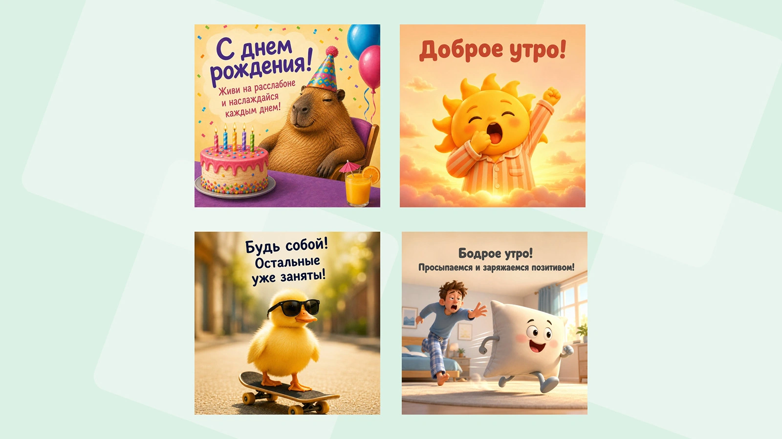 50+ прикольных открыток для поднятия настроения