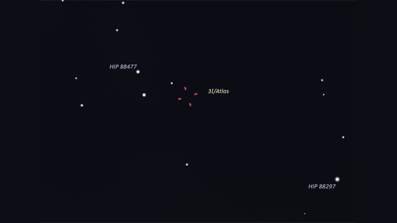 Местоположение нового межзвездного объекта 3I/Atlas 2 июля 2025 года