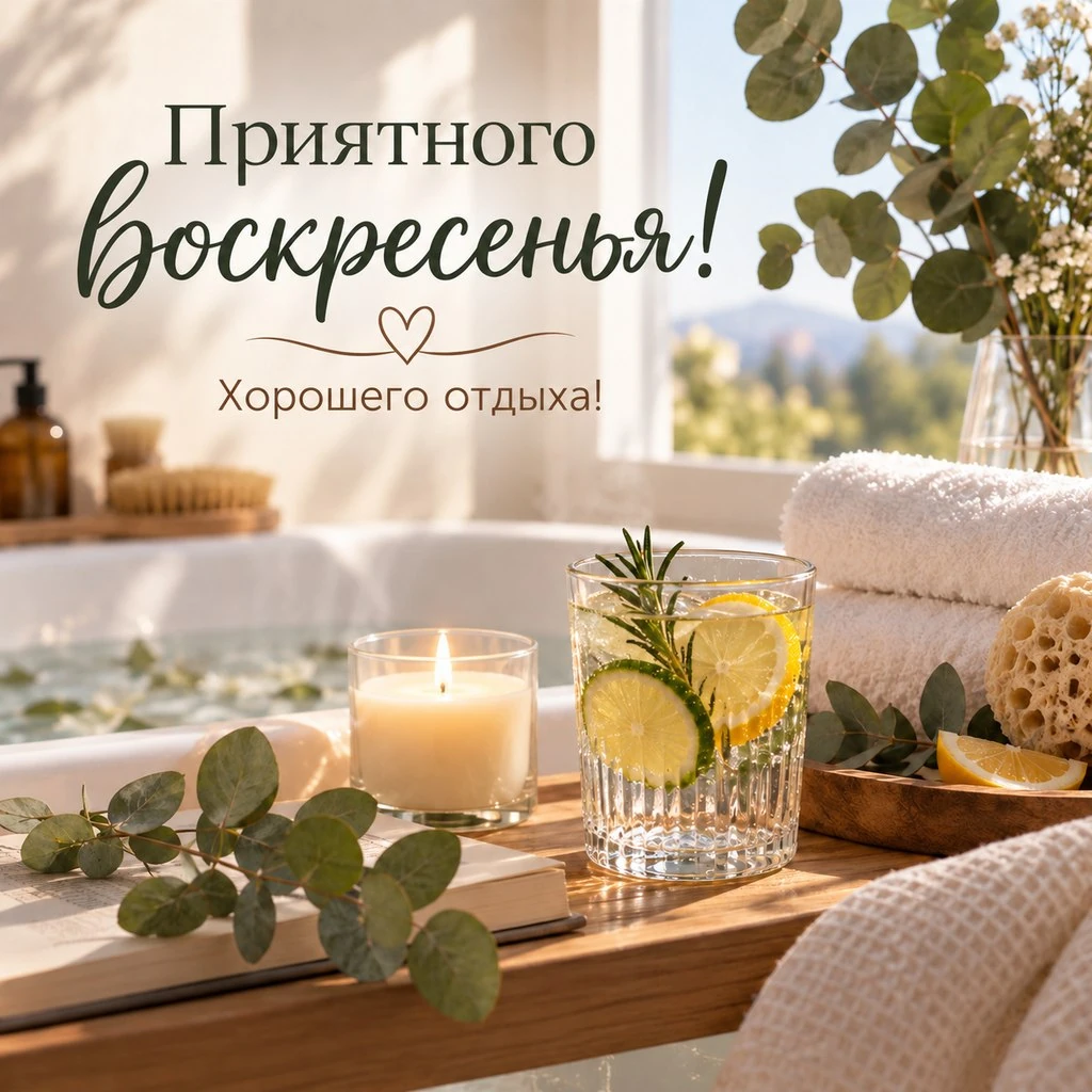 Открытка с пожеланием приятного воскресенья и хорошего отдыха