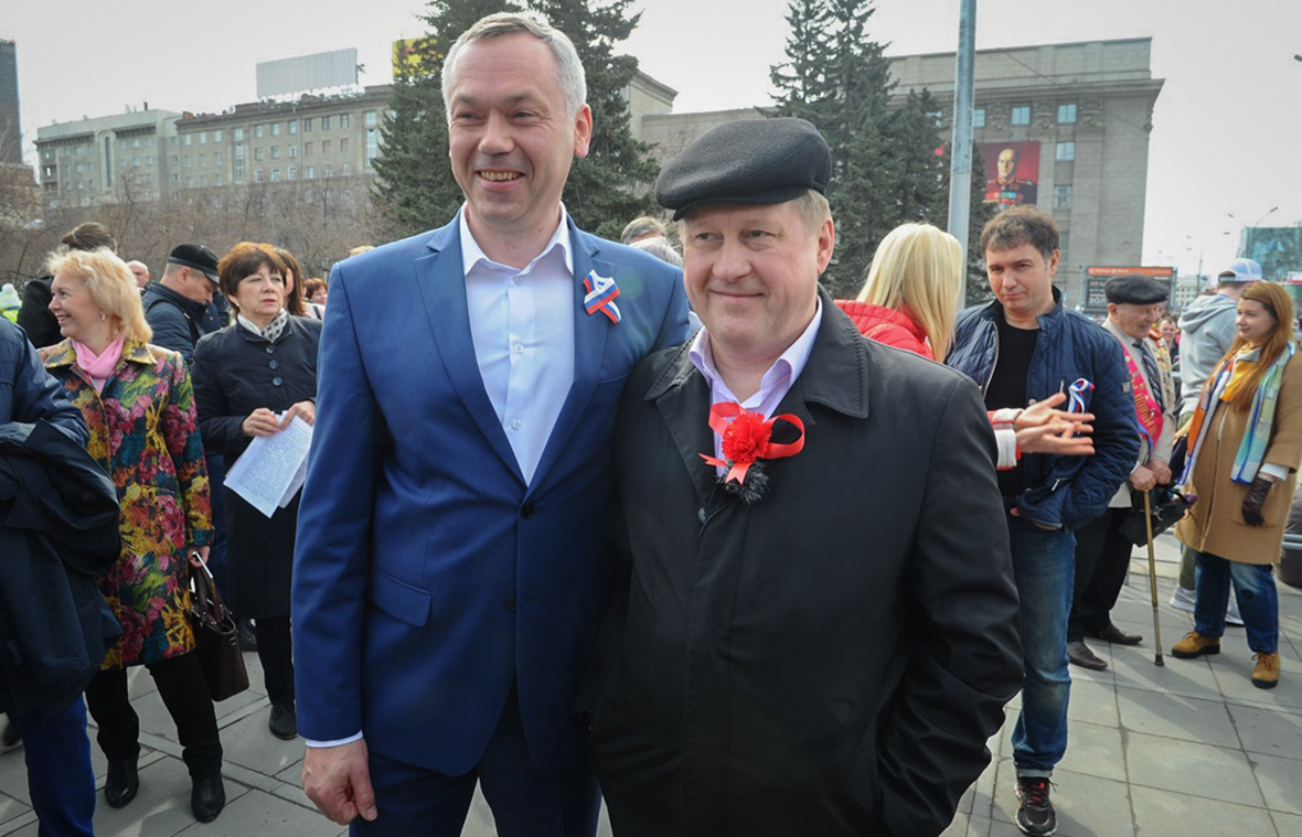Андрей Травников (слева) и Анатолий Локоть. 1 мая 2018 года