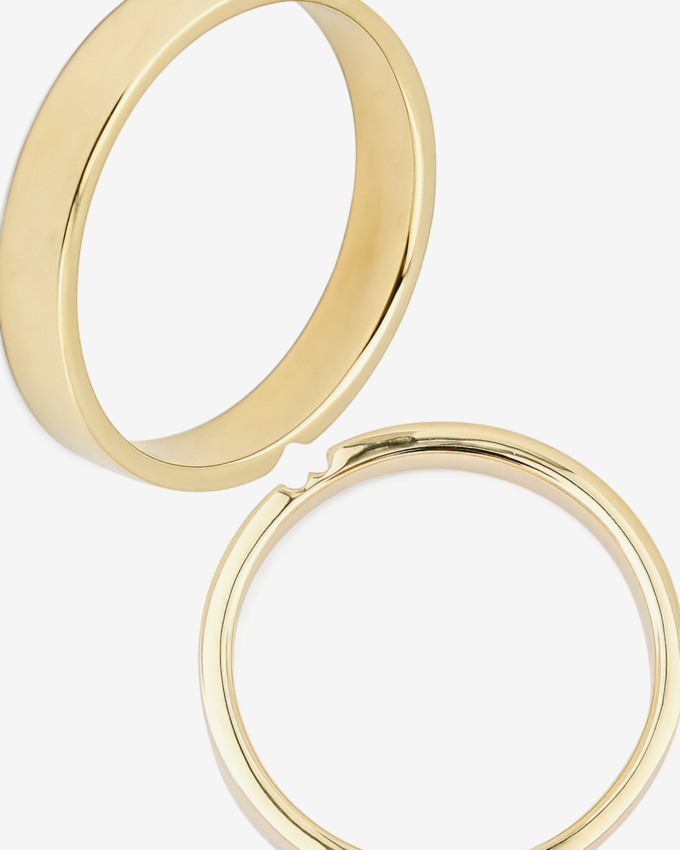 Женское кольцо с половинкой сердца из желтого золота, мужское кольцо с половинкой сердца из желтого золота, Mates, 35 000 руб., 48 500 руб.
