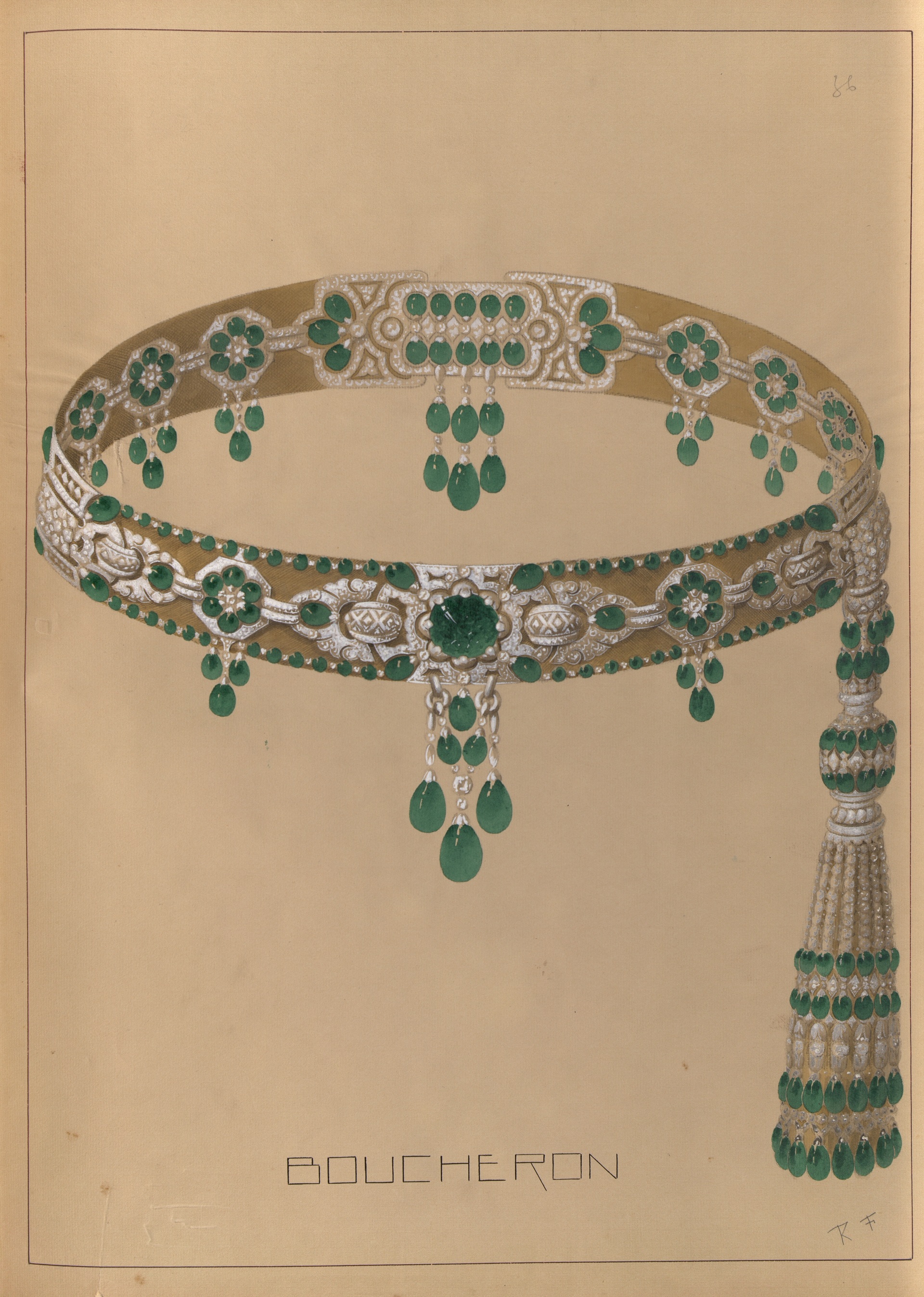 Эскиз украшения по заказу махараджи Патиалы, 1928 год