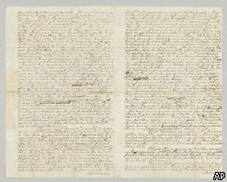 На торгах Christie's продано письмо Дж.Вашингтона за $3 млн