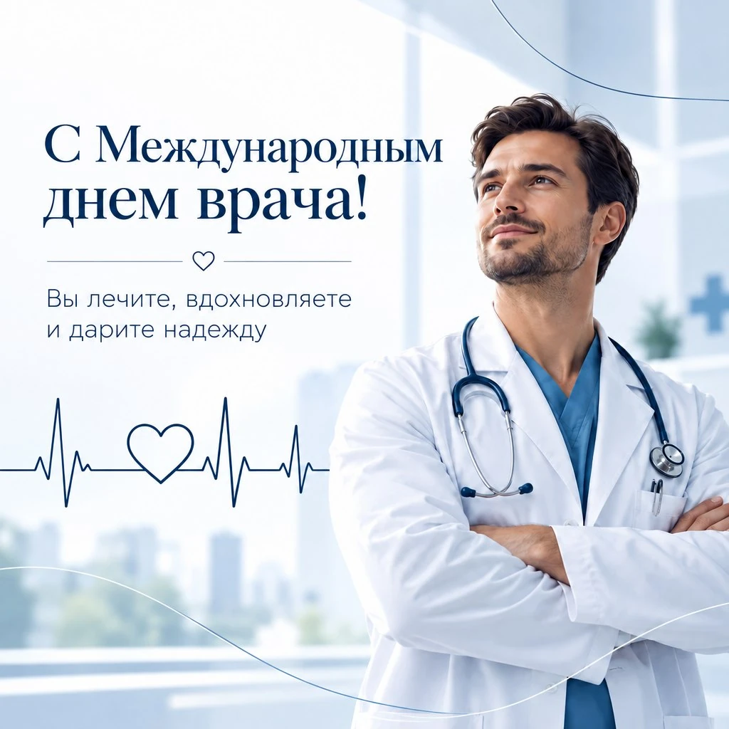Красивая открытка к Международному дню врача мужчине
