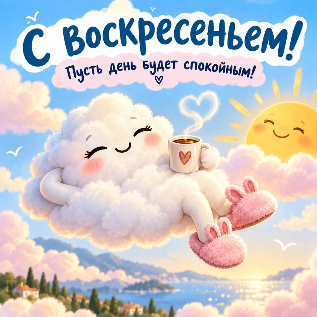 Смешная открытка с воскресеньем и пожеланием спокойного дня