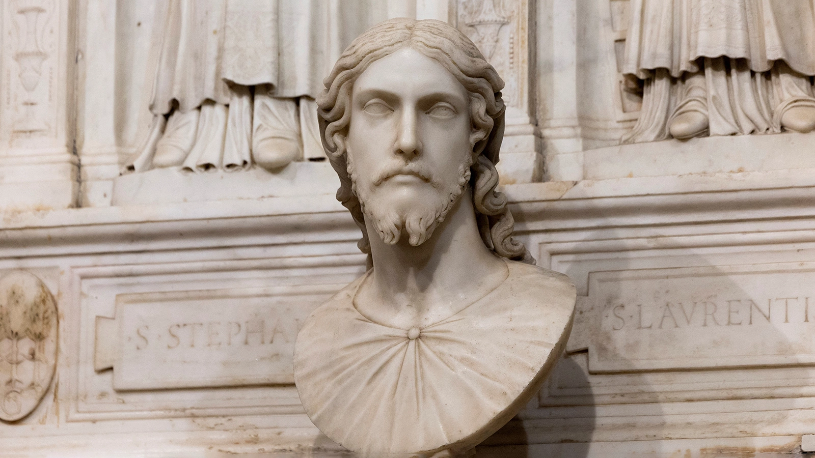 Мраморный бюст, изображающий Христа Спасителя, базилика Сант-Аньезе-Фуори-ле-Мура