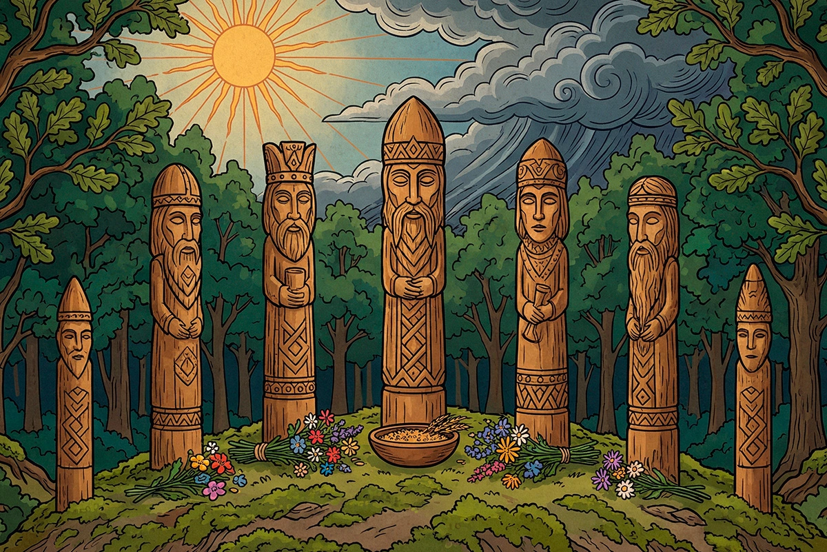 После крещения Руси образы славянских богов сохранились в верованиях и фольклоре