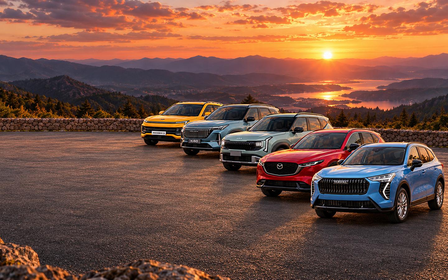 Москвич 3, Volga K40, Kia Seltos, Mazda CX-5,&nbsp;Haval Jolion