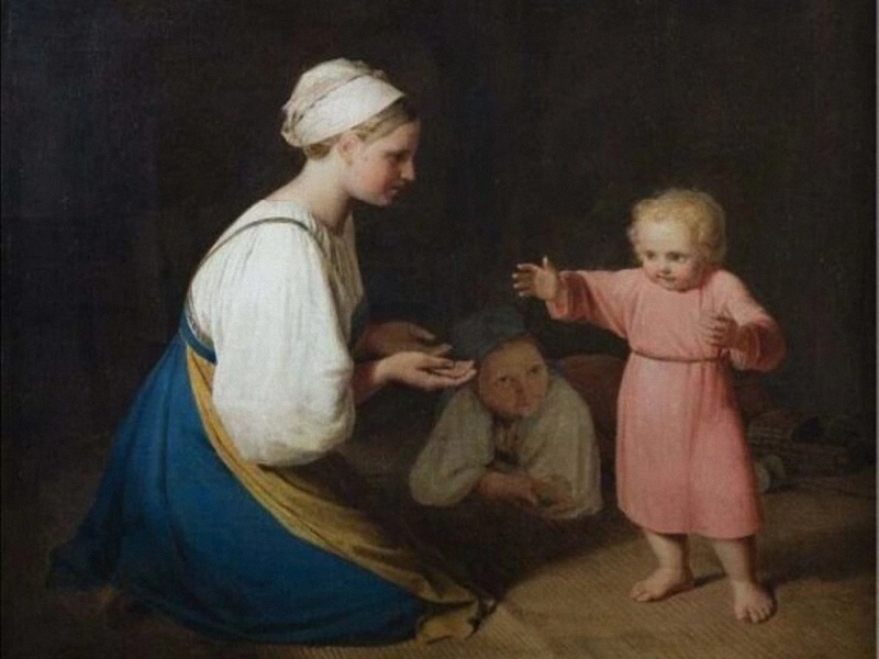 Алексей Венецианов, «Первые шаги» («Крестьянка с ребенком»)