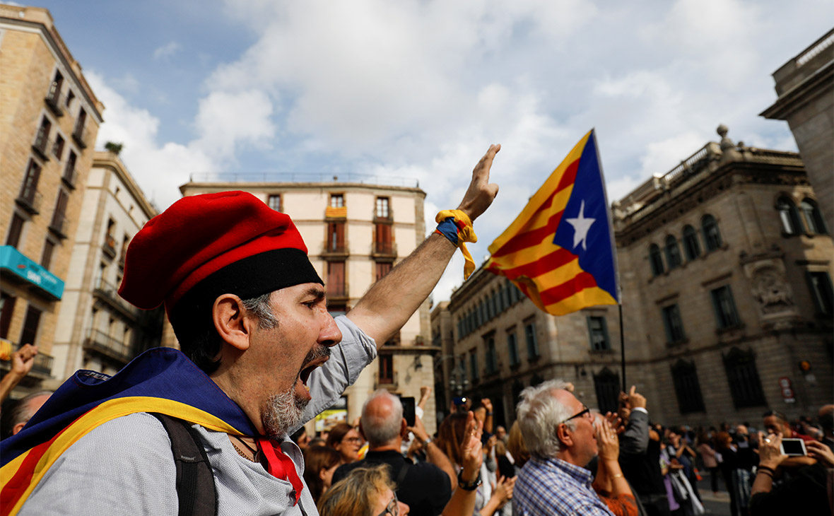 Участник митинга за независимость Каталонии