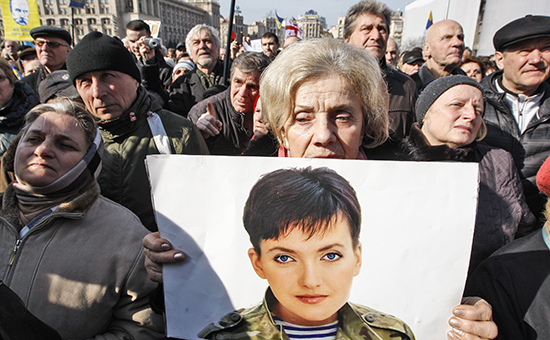 Митинг в поддержку Надежды Савченко в Киеве.&nbsp;6 марта 2016 года


