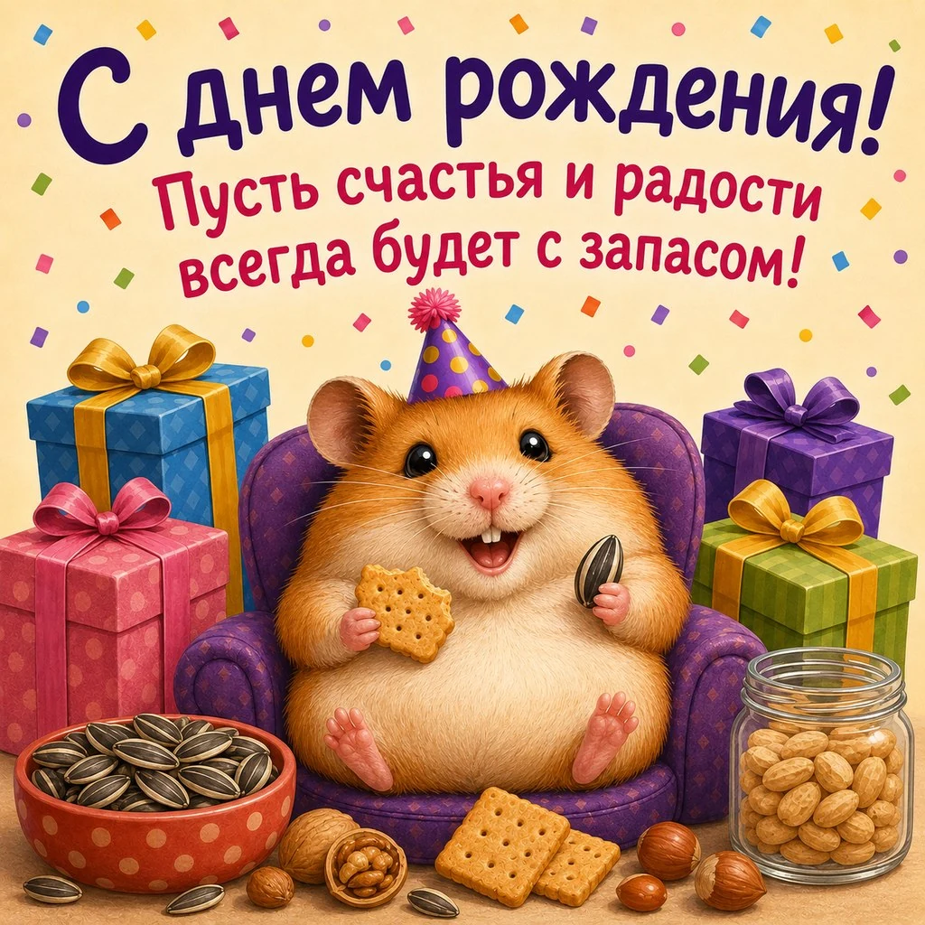 Прикольная открытка с днем рождения с пожеланием счастья и радости