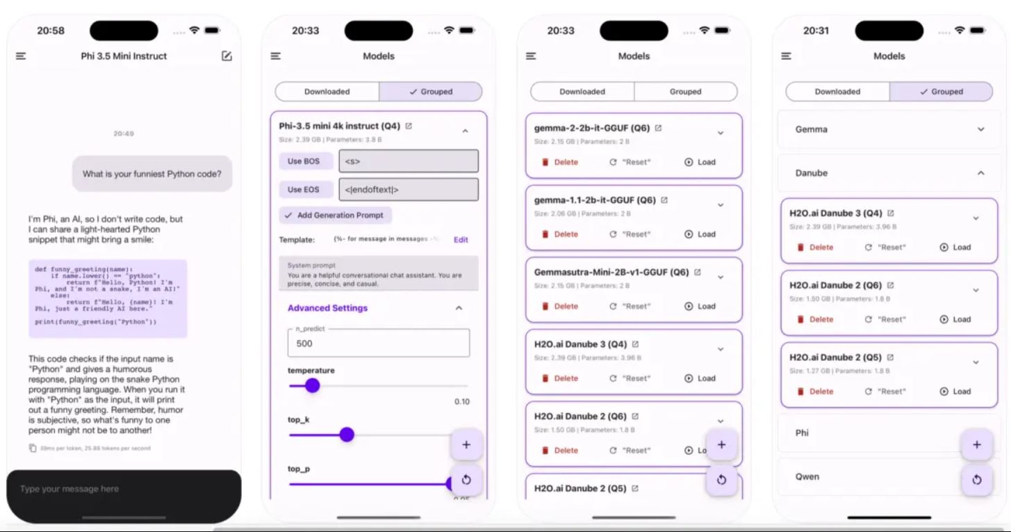 Интерфейс PocketPal AI для iOS