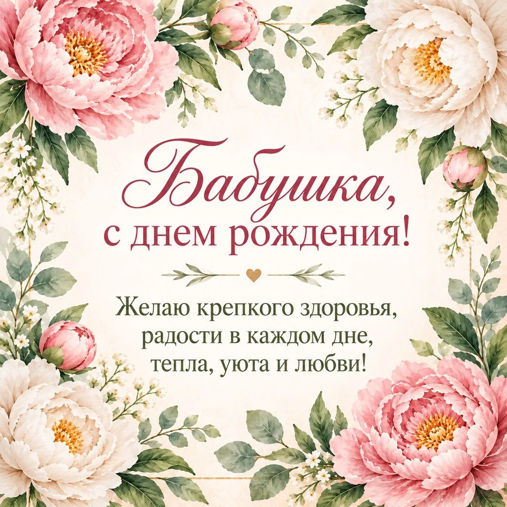 Нежная открытка с днем рождения бабушке с пожеланием здоровья