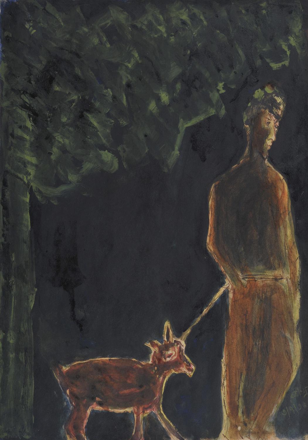 Рабиндранат Тагор. Без названия (&laquo;Мужчина с козой&raquo;), 1935