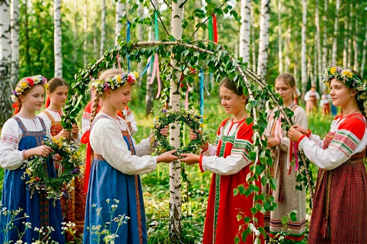 На Семик было принято проводить обряд «кумления» — девушки клялись друг другу в дружбе и взаимопомощи