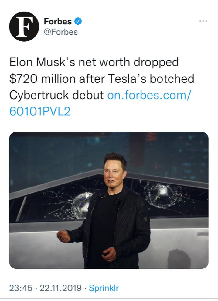 Илон Маск в куртке Belstaff на презентации автомобиля Tesla Cybertruck, ноябрь 2019
