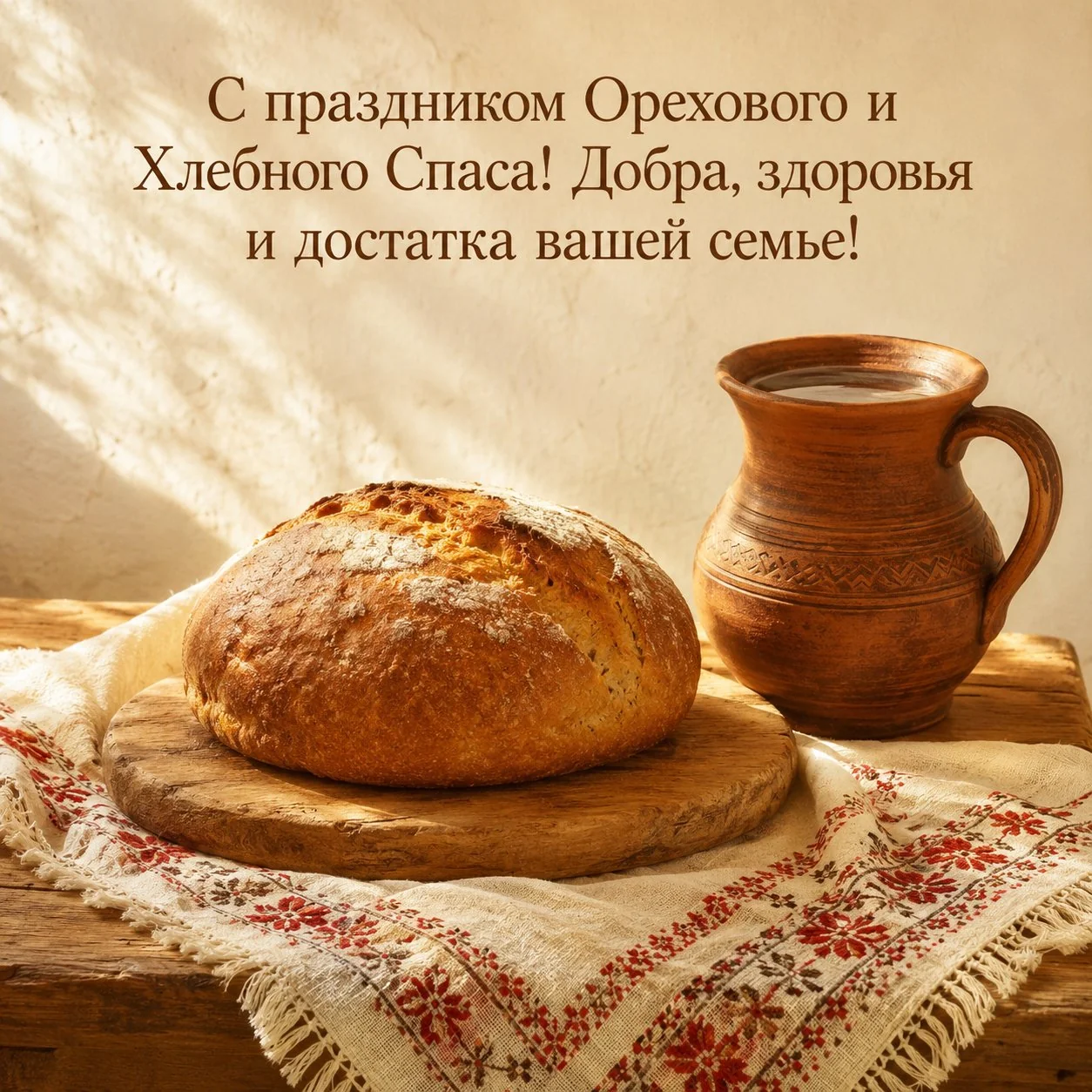 Открытка с праздником Орехового и Хлебного Спаса