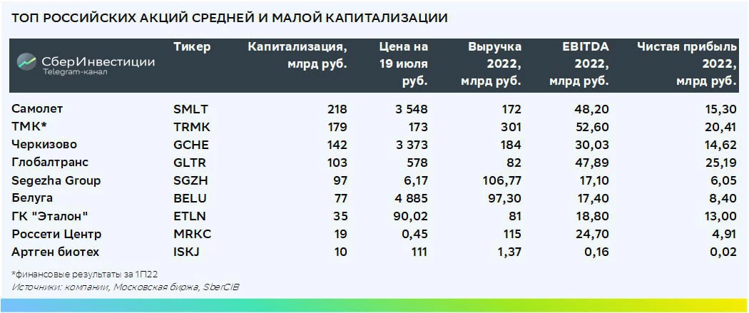 <p>Топ российских акций средней и малой капитализации SberCIB</p>