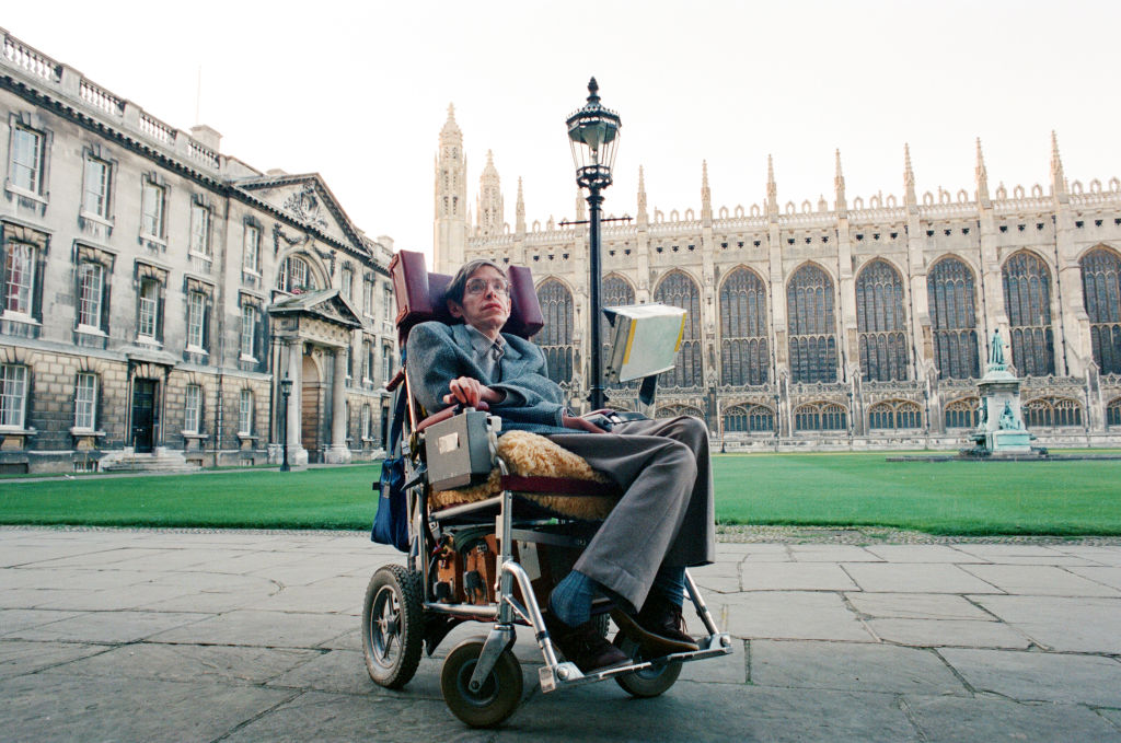 Стивен Хокинг в Кембриджском университете, 1988